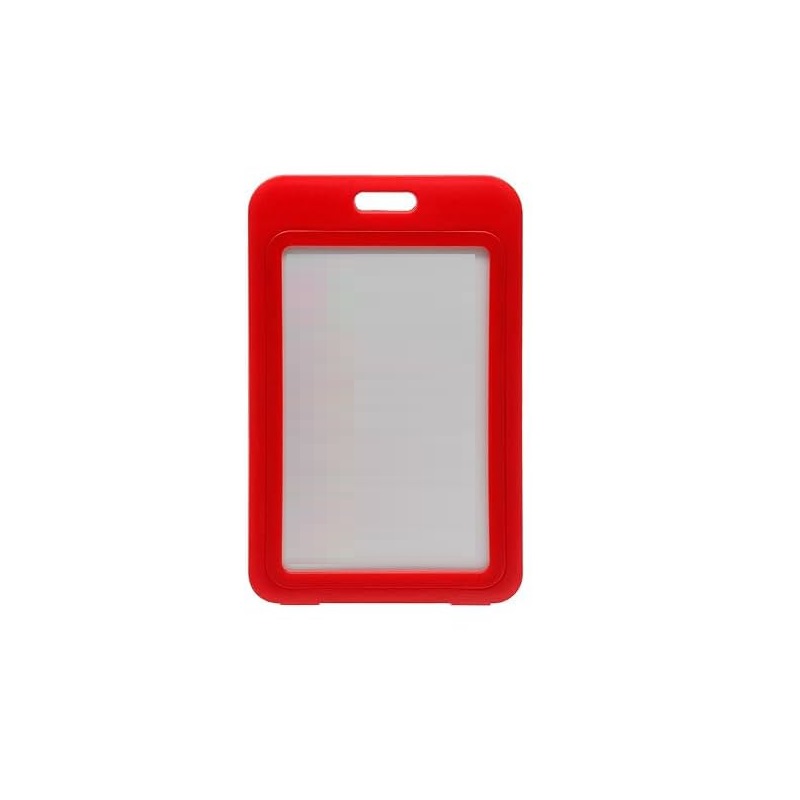 Bilde av Red 86x54 mm Card holder / carrying case hard plastic / Badge holder. Clear on both sides (vertical / portrait). 60270345 (DE,SE,NO,FI,RO,PL)